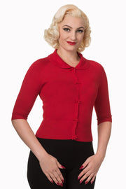 Banned Retro 40s 50s April Bow Red Short Sleeve Cardigan *