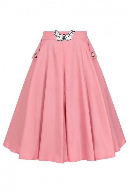 Banned Retro 50s Bunny Hop Blush Pink Flare Skirt