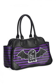 Banned Retro I just Wanna Give You the Creeps Black Purple Handbag
