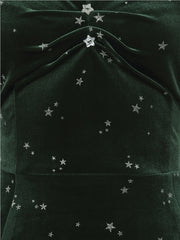 Collectif Dolores 50s Glitter Star Green Velvet Doll Dress