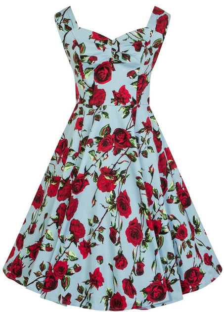 White and red shop rose dress