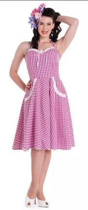 Hell Bunny Charlotte Gingham Pink Dress