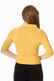 Banned Retro 40s 50s April Mustard Yellow Short Sleeve Cardigan *