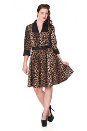 Banned Retro 50's Black Leo La La Leopard Print Swing Dress