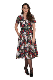 Banned Retro 40's 50's Dark Rose Floral Print Swing Dress*