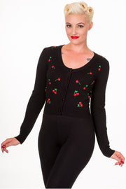 Banned Retro 50s Drive Me Crazy Cherry Black Cardigan