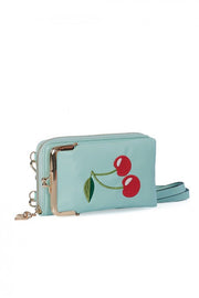 Banned Retro 60s Cherry Pie Mint Green Blue Cross Body Phone Bag