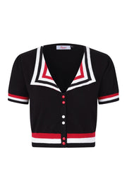 Banned Retro Black Nautical Collar Sailor Cardigan