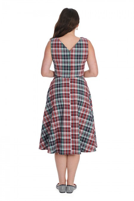 Banned Retro Boat Day 50s Style Blue Red Check Dress