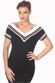 Banned Retro Cedar Black & White Nautical Top