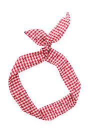 Banned Retro Picnic Cherry Red Gingham Headband Bandana