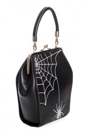 Banned Retro Spider Keelie Coffin Shaped Black Handbag