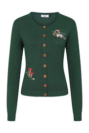 Banned Retro Woodland Mushroom Raccoon Green Cardigan