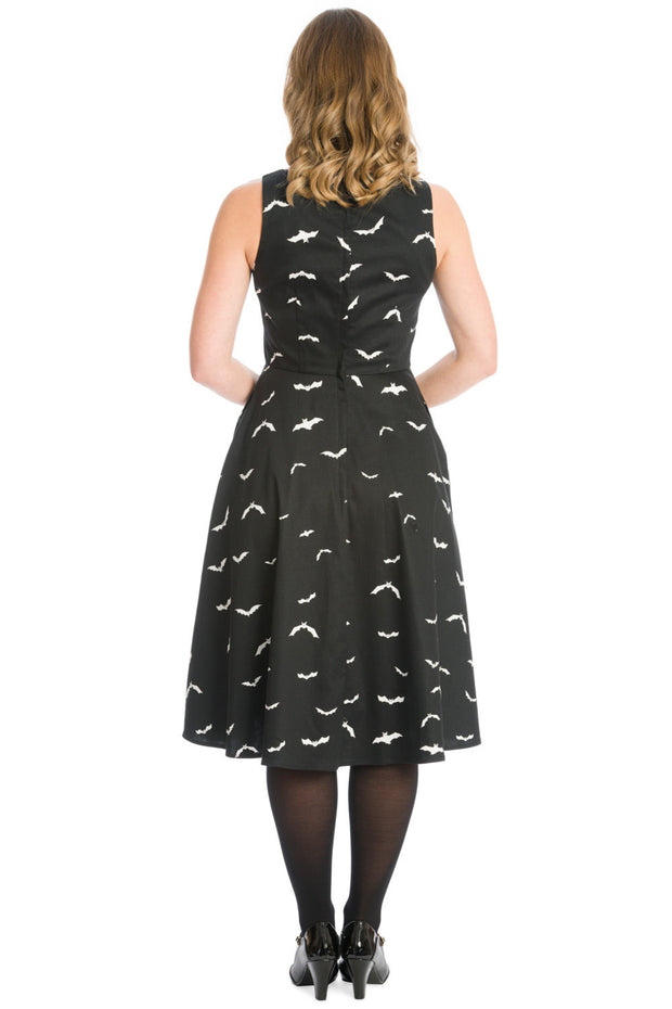Banned Retro 50's Black Halloween Bat Print Swing Dress*
