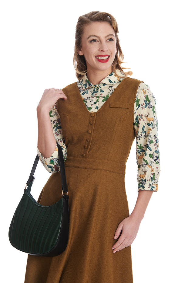 Banned Retro 40's 50's Book Worm Khaki Brown Dress*