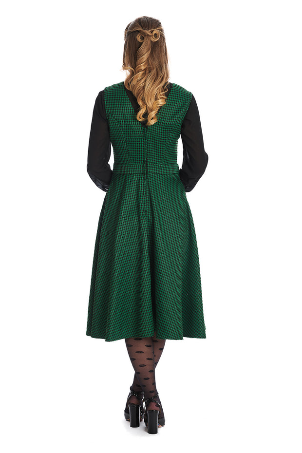 Banned Retro 40's 50's Green Houndstooth Happy Dress*