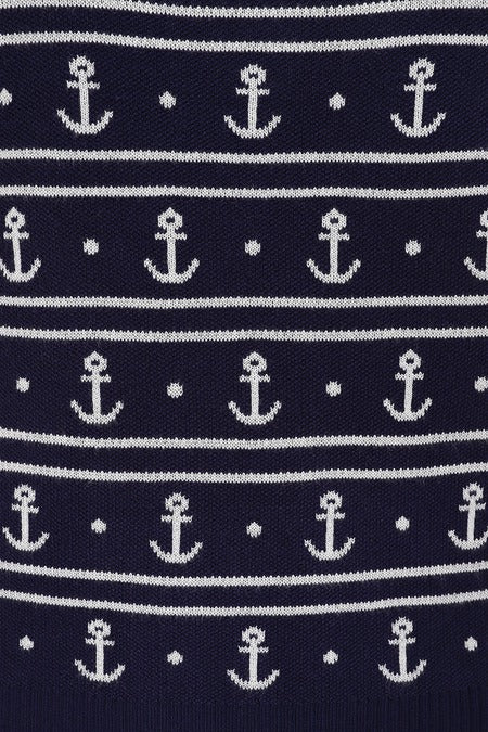 Banned Retro 40s 50S Nautical Anchor Navy Blue Jumper