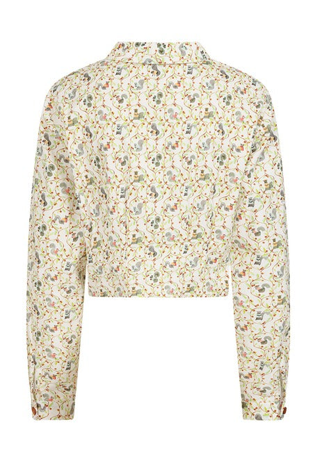 Banned Retro 40s Style Squirrel Print Beige Blouse