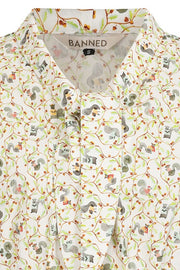 Banned Retro 40s Style Squirrel Print Beige Blouse