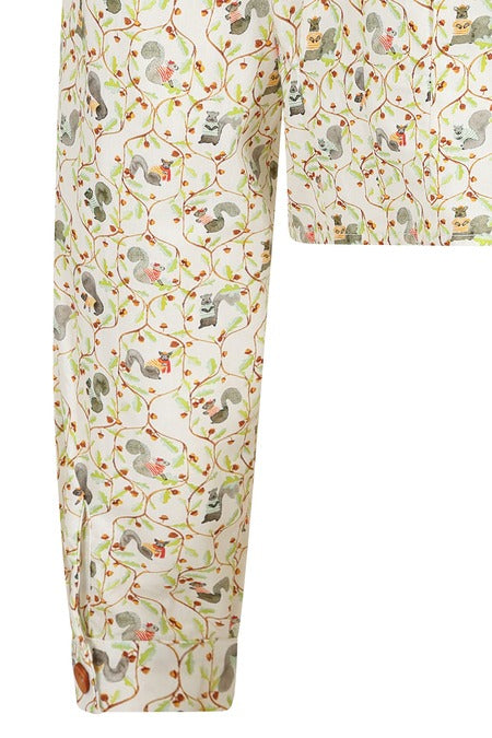 Banned Retro 40s Style Squirrel Print Beige Blouse