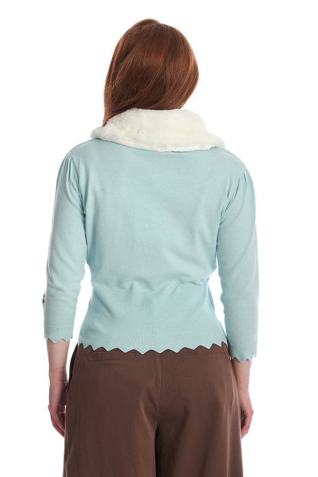 Banned Retro 50's Vintage Woodland Hippie Rabbit Blue Cardigan