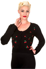 Banned Retro 50s Drive Me Crazy Cherry Black Cardigan