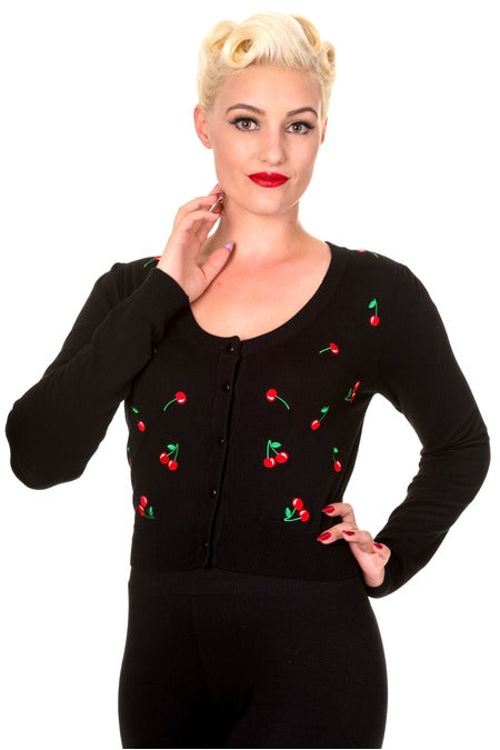 Banned Retro 50s Drive Me Crazy Cherry Black Cardigan