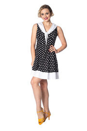 Banned Retro Black White Polka Dot Sailor Dress