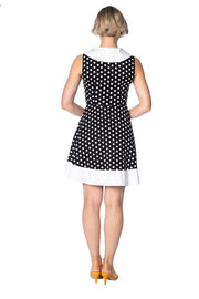 Banned Retro Black White Polka Dot Sailor Dress