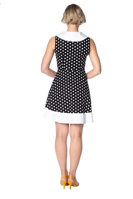 Banned Retro Black White Polka Dot Sailor Dress