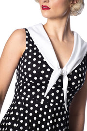 Banned Retro Black White Polka Dot Sailor Dress