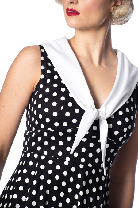 Banned Retro Black White Polka Dot Sailor Dress