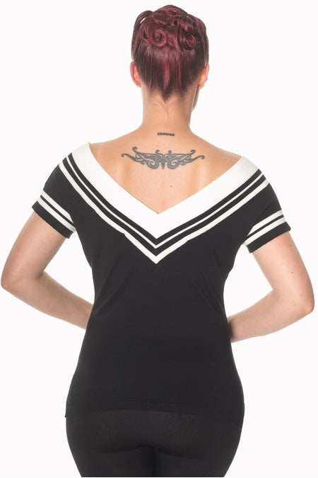 Banned Retro Cedar Black & White Nautical Top