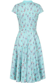 Banned Retro Light Blue Peacock Feather Print Dress