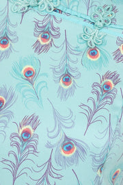 Banned Retro Light Blue Peacock Feather Print Dress