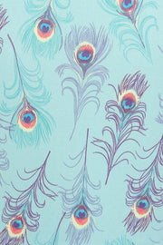 Banned Retro Light Blue Peacock Feather Print Dress