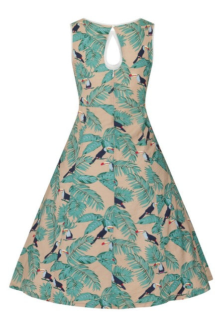 Banned Retro Green Toucan Print Summer Dress