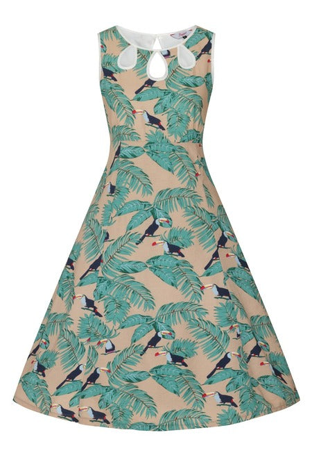 Banned Retro Green Toucan Print Summer Dress