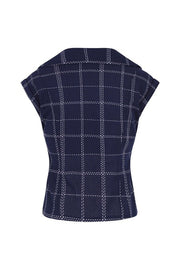 Banned Retro Navy Blue Check Sleeveless Blouse