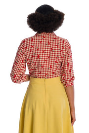 Banned Retro 40s Style Red Cherry Amore Gingham Blouse