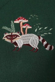 Banned Retro Woodland Mushroom Raccoon Green Cardigan
