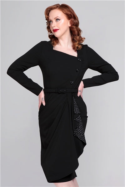 Collectif 40s 50s Anika Black Evening Pencil Dress Cherry Red Vintage Collectif 40s 50s Anika Black Evening Pencil Dress Cherry Red Vintage
