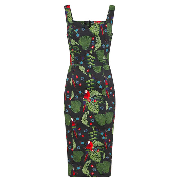 Collectif 50s Anita Parrot Paradise Pencil Dress