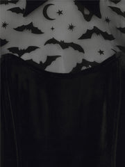 Collectif 50s Rooey Black Bat Mesh Velvet Pencil Dress