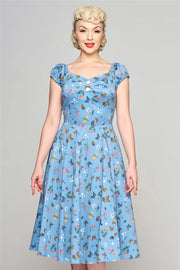 Collectif Dolores 50s Blue Butterfly Field Doll Dress