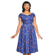 Collectif Dolores 50s Cherries Navy Blue Doll Dress