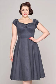 Collectif Dolores 50s Navy Blue Mini Polka Doll Dress