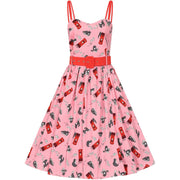 Collectif 50s Jade Postie the Cat Pink Flared Dress