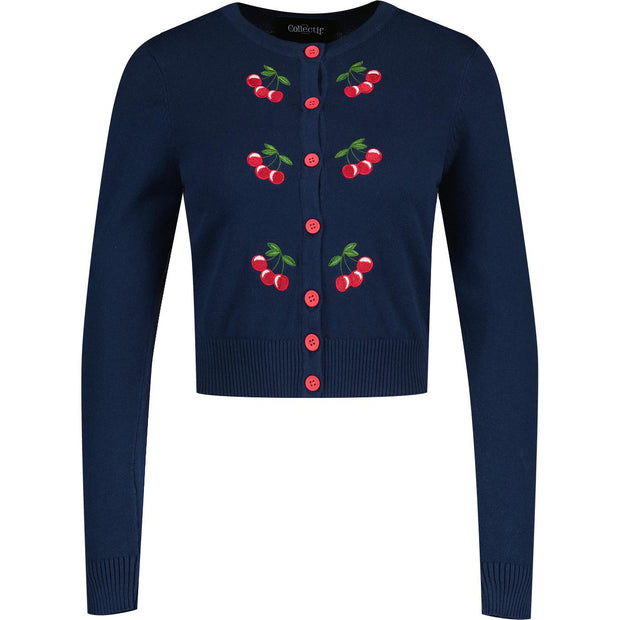 Collectif Jessie 50s Navy Blue Cherries Cardigan