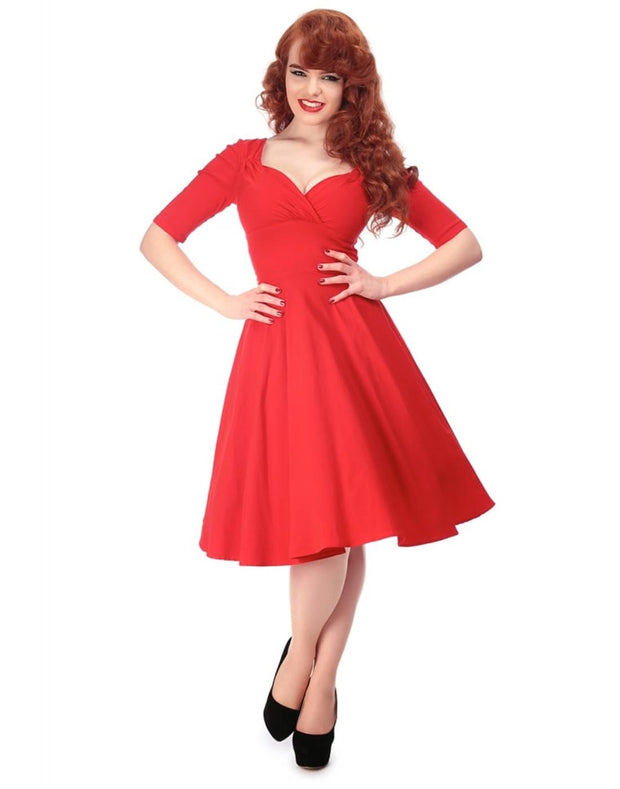 Collectif Trixie 40s Plain Red Evening Doll Dress